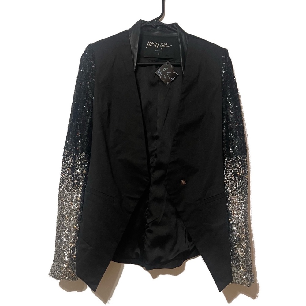 Nasty Gal Black Sequin Blazer